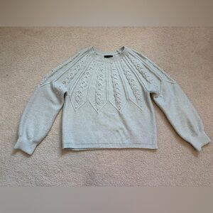 Calligraphie sea foam green faux pearl granniecore balloon sleeve sweater, sz M